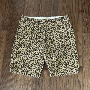 Club Monaco Leopard Print Flat Front Shorts - Tan & Brown